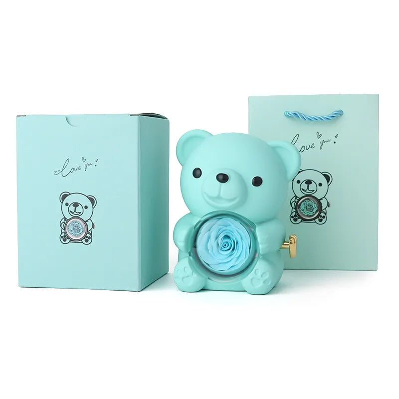 Romantyczny miś z wieczną różą i naszyjnikiem 🧸🌹(Wersja duża)